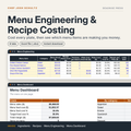 Menu Engineering & Recipe Costing Spreadsheet