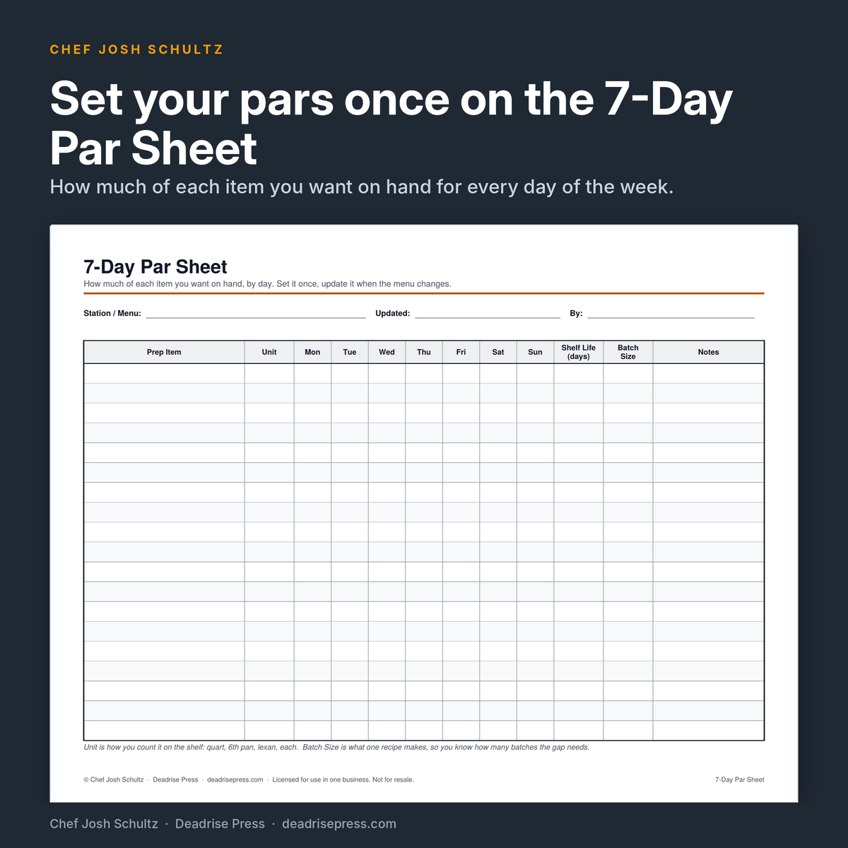Prep List Pack: Restaurant Prep Sheets