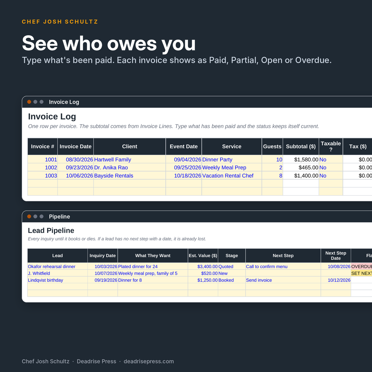 Private Chef Invoice & Client System