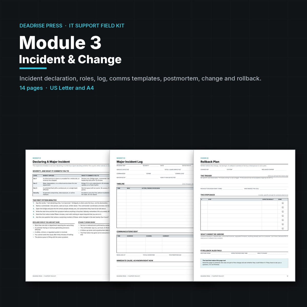 IT Support Field Kit Module 3: Incident & Change printable PDF cover