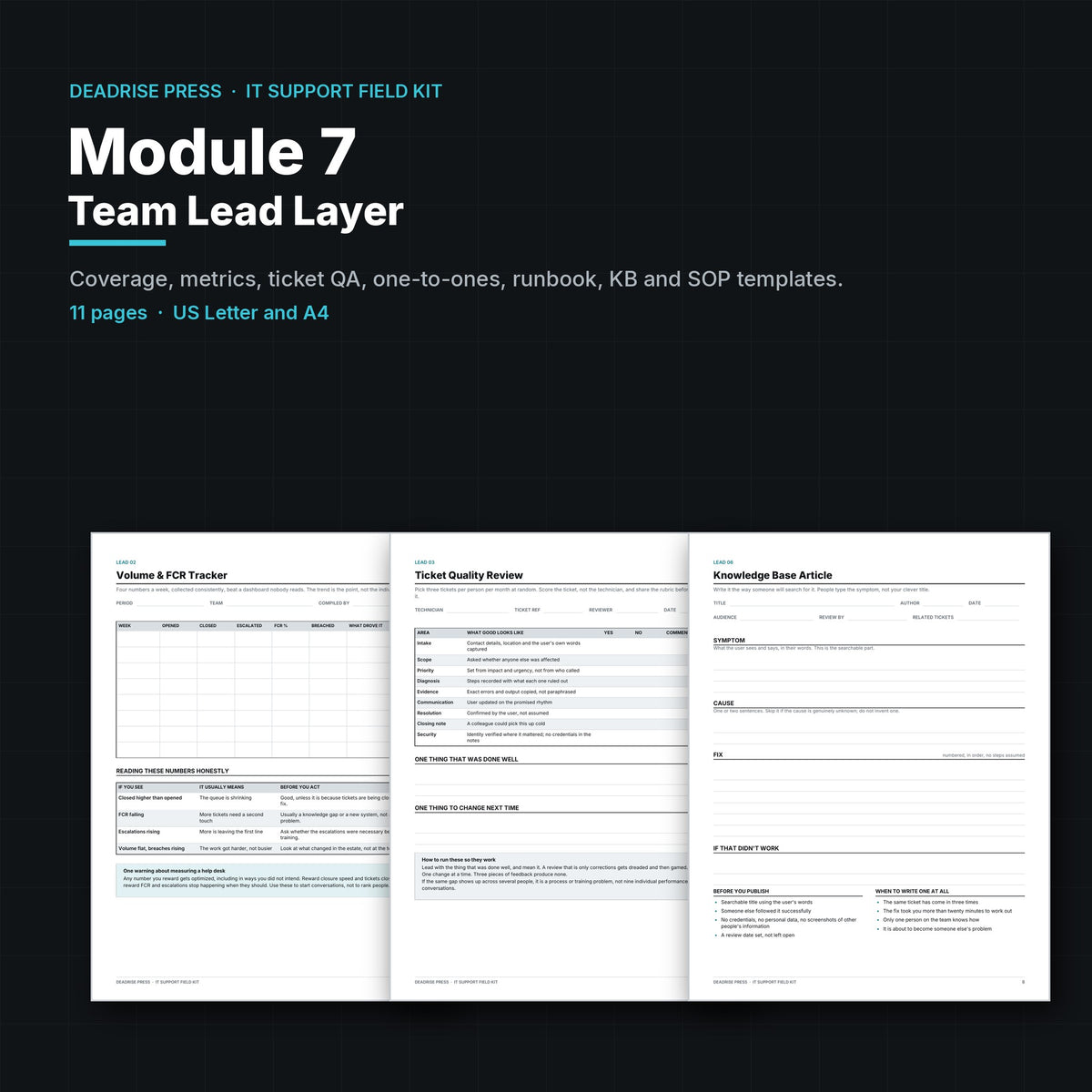 IT Support Field Kit Module 7: Team Lead Layer printable PDF cover